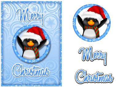 Cute Christmas Penguin Decoupage