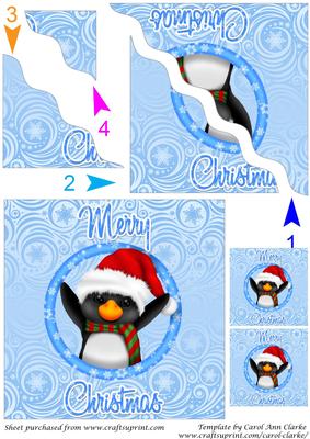 Cute Christmas Penguin Square Wavy Corner Stacker