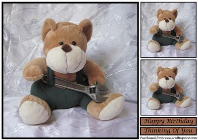 Handy Teddy with Monkey Wrench Topper