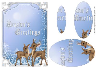 Christmas Reindeers Oval Pyramage