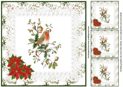 Christmas Robin on Branch Topper