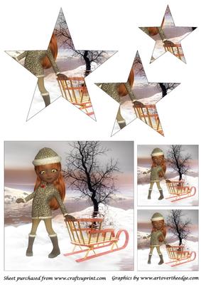 Christmas Girl Sleigh Star Pyramid