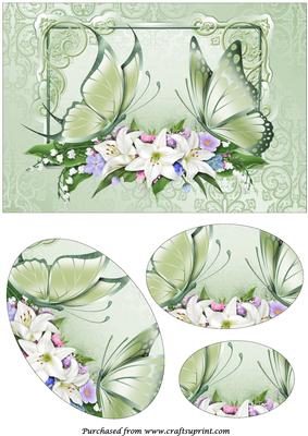 Butterflies and Flowers Oval Pyramid