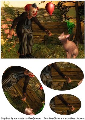 Clown and Cat Oval Pyramid