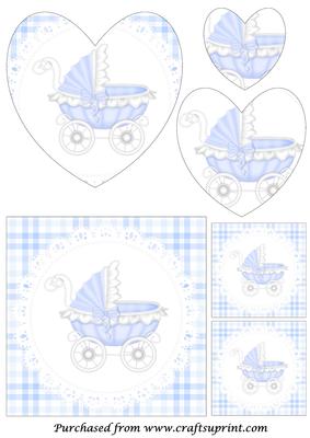 Baby Boy Carriage Heart Shaped Pyramid