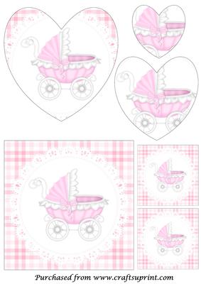 Baby Girl Carriage Heart Shaped Pyramid