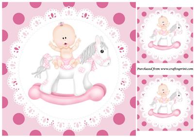 Baby Girl Rocking Horse Topper