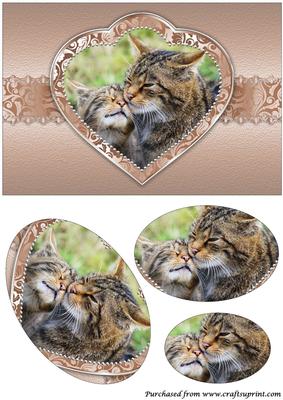 Scottish Wildcat with Her Kitten Oval Pyramid