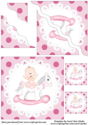 Baby Girl Rocking Horse Square Wavy Corner Stacker