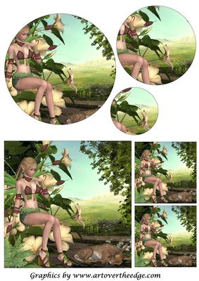 Fairy and Baby Deer Circle Pyramid