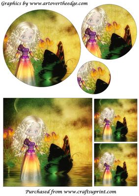 Blonde Girl and Butterfly Circle Pyramid