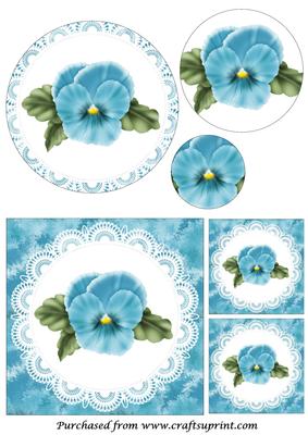Blue Pansy Flower Circle Pyramid