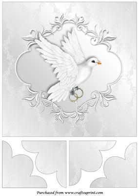 White Dove with Rings Quadro Petal Corner Stacker