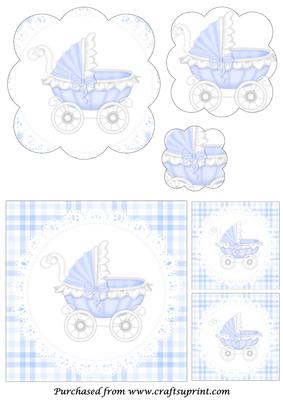 Baby Boy Carriage Scalloped Pyramid