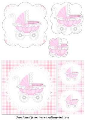 Baby Girl Carriage Scalloped Pyramid