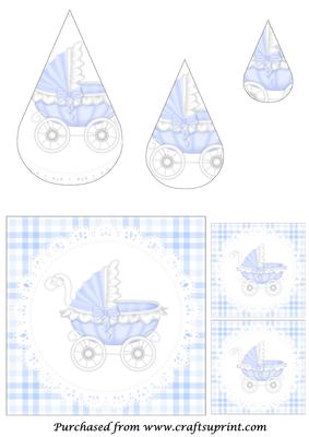 Baby Boy Carriage Teardrop Pyramid