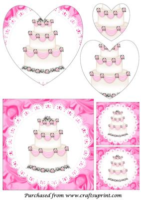 Pink Roses Wedding Cake Heart Shaped Pyramid
