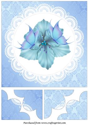 Blue Flower and Butterflies Quadro Petal Corner Stacker