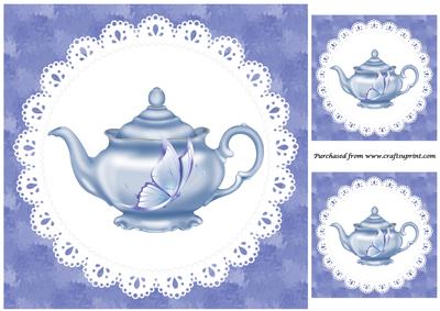 Blue Teapot and Butterfly Topper