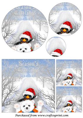 Christmas Penguin and Bear Circle Pyramid