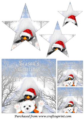 Christmas Penguin and Bear Star Pyramid