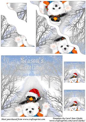 Christmas Penguin and Bear Square Wavy Corner Stacker