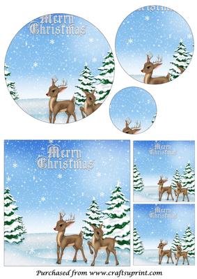 Christmas Reindeers Card Circle Pyramid