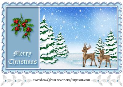 Christmas Reindeers Card A4