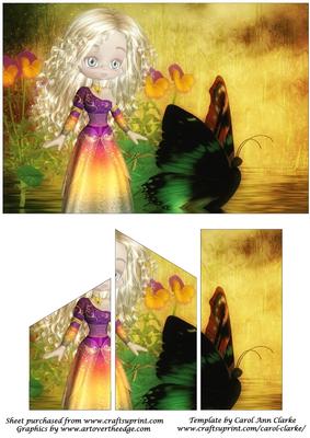 Blonde Girl and Butterfly Quick Card