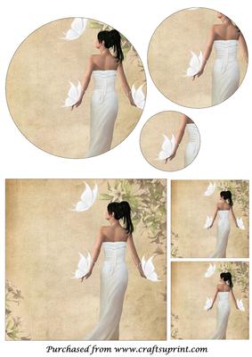 Bride in White Dress Circle Pyramid