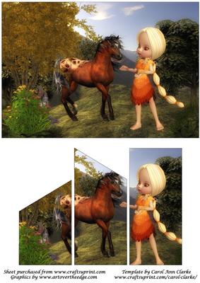 Blonde Girl and Horse Quick Card