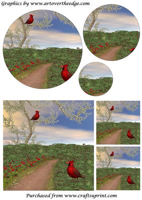 Cardinals and Poppies Circle Pyramid