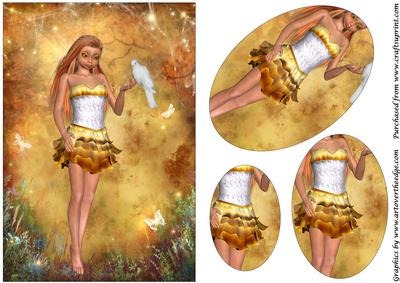 Girl and White Dove Oval Pyramid