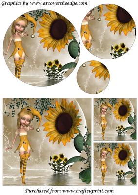 Cute Girl Elf and Sunflower Circle Pyramid