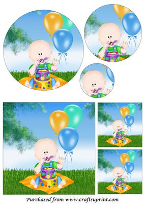 Baby Boy Outdoor Birthday Circle Pyramid