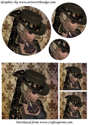 Vintage Lady Circle Pyramid 2