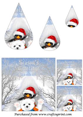 Christmas Penguin and Bear Teardrop Pyramid