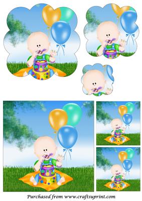 Baby Boy Outdoor Birthday Scalloped Pyramid