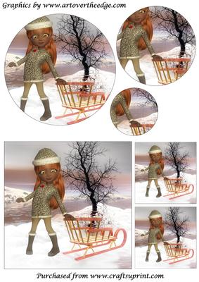 Christmas Girl Sleigh Circle Pyramid