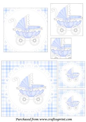 Baby Boy Carriage Square Pyramid
