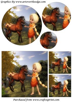 Blonde Girl and Horse Circle Pyramid