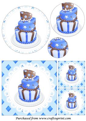 Blue Topsy Turvy Cake Circle Pyramid
