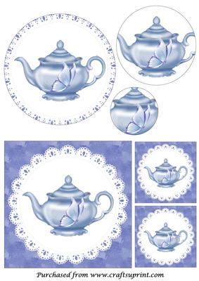 Blue Teapot and Butterfly Circle Pyramid