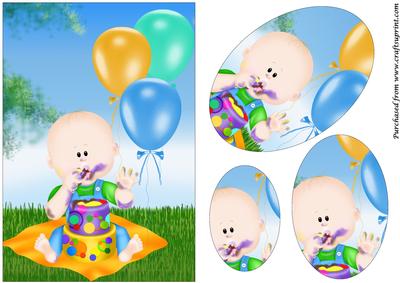 Baby Boy Outdoor Birthday Oval Pyramid