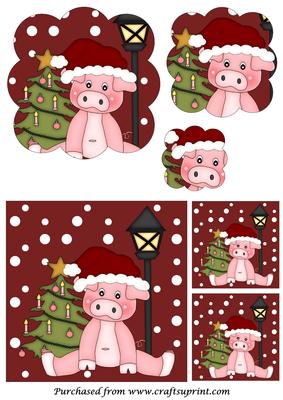 Christmas Pig Scalloped Pyramid 1