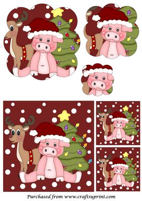 Christmas Pig Scalloped Pyramid 2