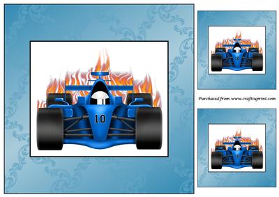 Blue Race Car Topper