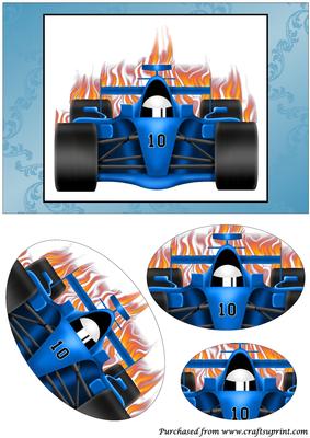 Blue Race Car Oval Pyramid