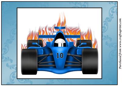 Blue Race Car A4