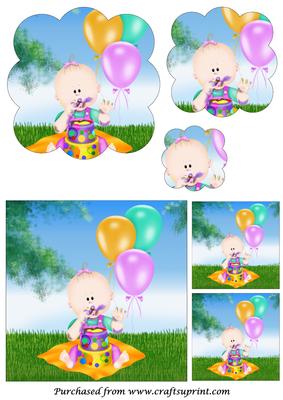 Baby Girl Outdoor Birthday Scalloped Pyramid